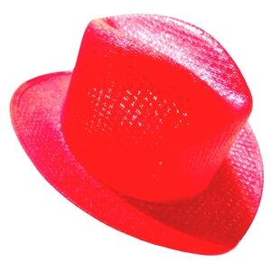 ``RH25577 Vintage Red Fedora Stiff Straw Hat